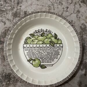 VTG Royal China Apple Pie Recipe Ceramic Pie Plate 11”